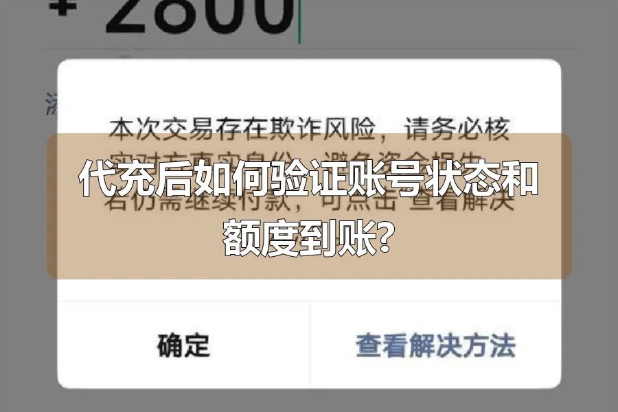 代充后如何验证账号状态和额度到账?